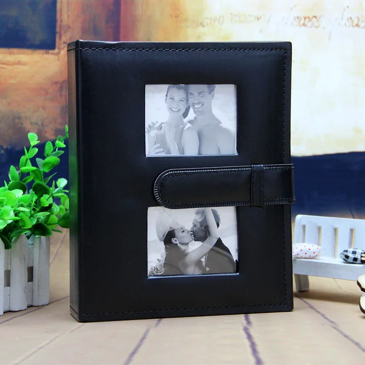 Новинка 6 дюймов фотоальбом с PU кожаный чехол interleaf-Тип 200 карманы для свадьбы любитель сладкого фото на память альбом - Цвет: Черный