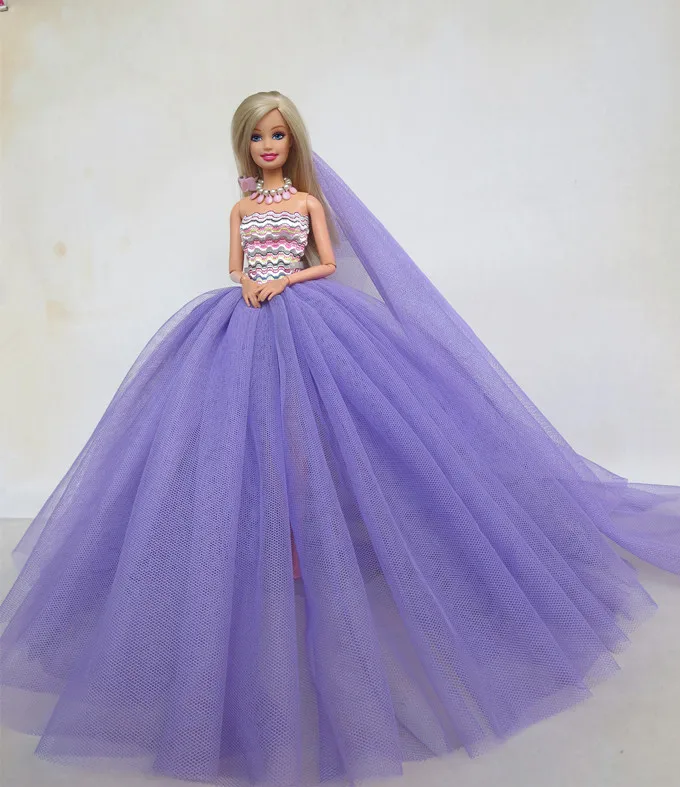 Платья для куклы Барби одежда; вечернее платье принцессы; платье-комплект для вечеринки для Барби детский наряд 1/6 белый, розовый, сиреневый, красный, черный - Цвет: only doll clothes H