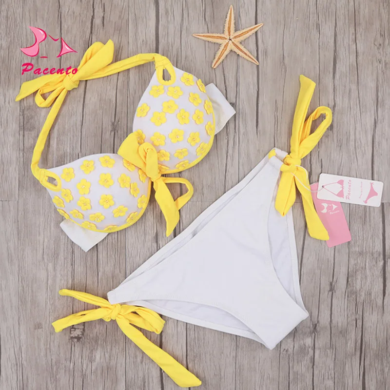 

PACENT New Floral Bikini Brazilian Women Swimsuit Bandage Bow Swimwear Female Bathing Suits Maillot Female Swim Suit Plavky Damy