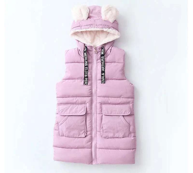 Crianças de Inverno Cabolsa sem Mangas Crianças sem Mangas Colete com Capuz Jaqueta de Algodão Adolescentes Colete Quente Acolchoado Roupas Meninas Rabbite 2020 3 High Quality Mamãe e Bebê