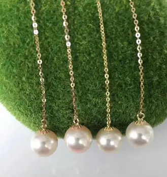 

>>>>noble jewelry elegant natural 9-10mm Freshwater round White pearl earring 18k solid gold