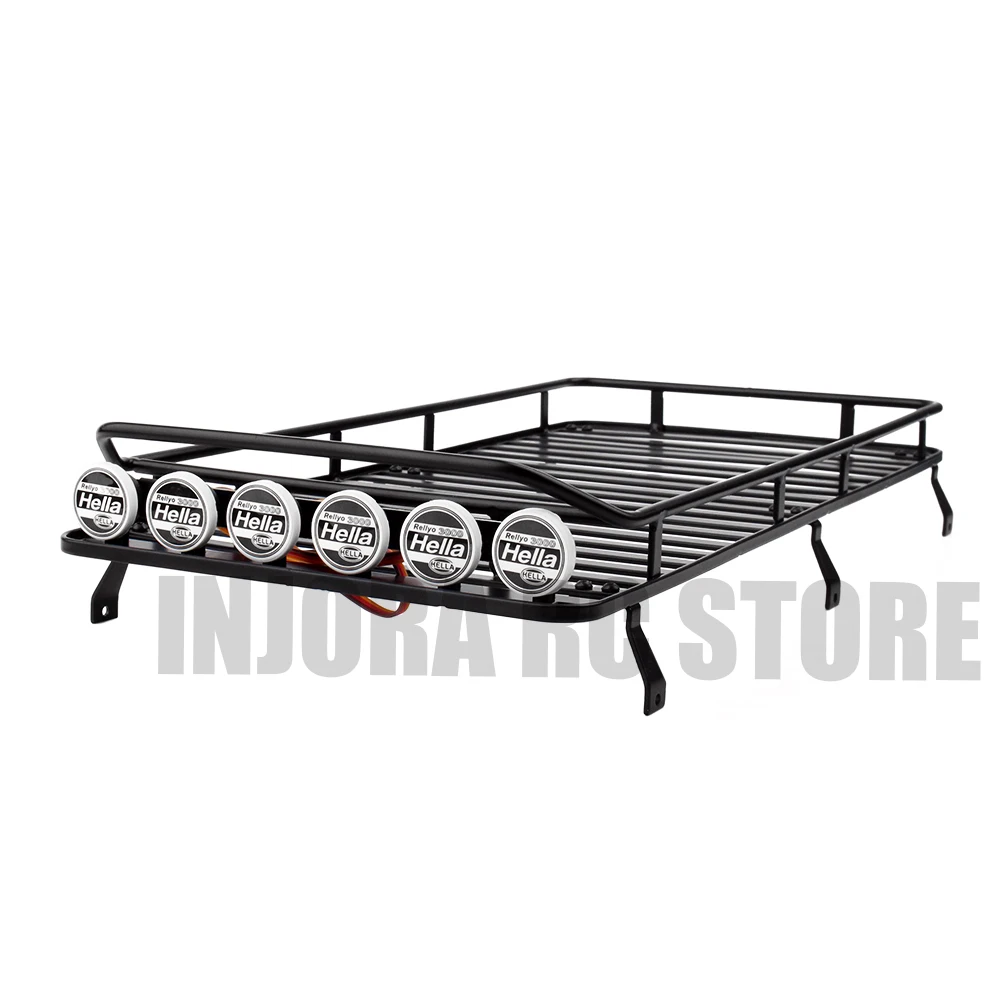 

Metal luggage carrier with LED light Bar Roof Rack for 1/10 RC Crawler Traxxas TRX-4 D110 Traction Hobby KM2