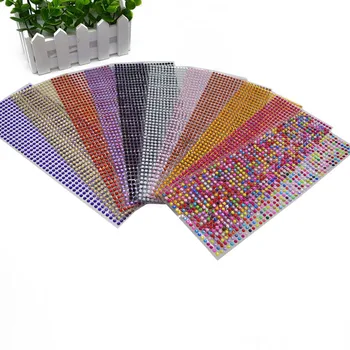 

900pcs/lot 4mm Acrylic Rhinestones Crafts Phone Car Art DIY Decals Self Adhesive Rhinestone Round Flatback Scrapbooking Stickers
