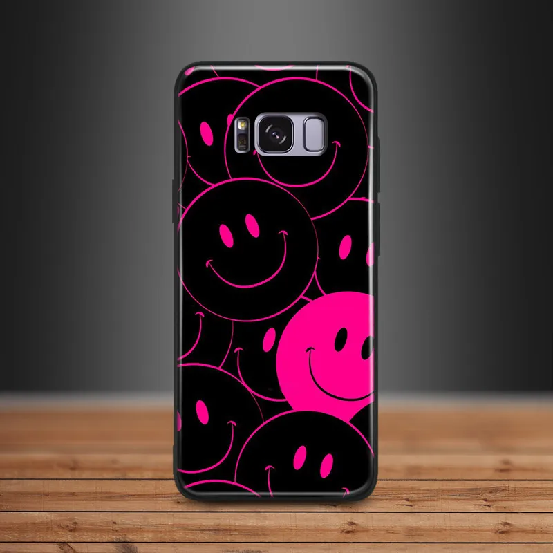 

Smiley face Smile Pattern print Art TPU Soft Silicone Phone Case Shell Cover For Samsung S7 Edge S8 S9 Plus Note 8 9