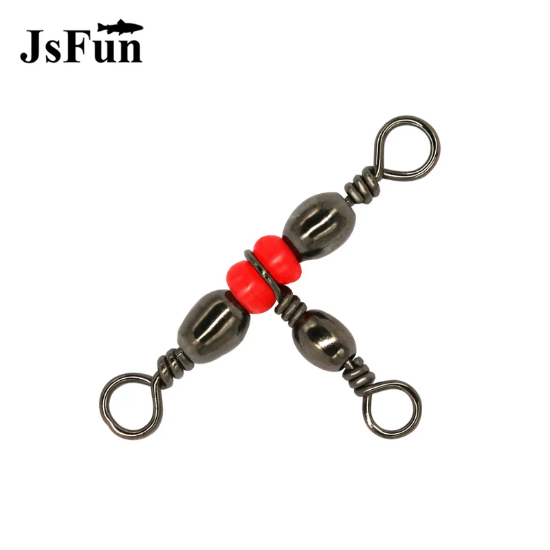 20Pcs/lot 3 Way Brass Fishing Rolling Barrel Swivel Ring Fishhook Lure Line Connector With Beads Fishing Tackle Accessory PJ90