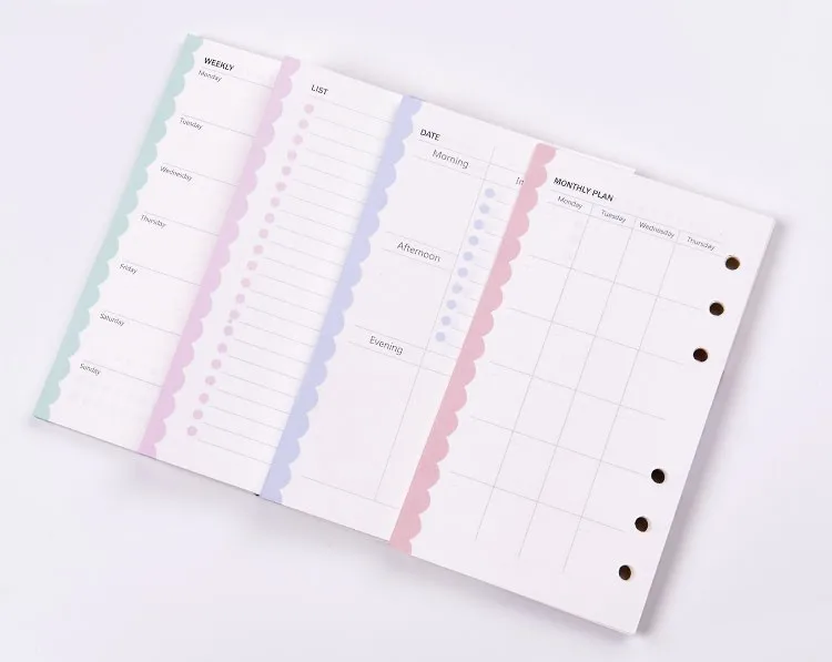 2 2017 Dokibook Notebook 6 Hole Spiral Diary A5&A6 Spiral Planner Wave Inner Pages Weekly Monthly Plan Matching Filofax Lovedoki