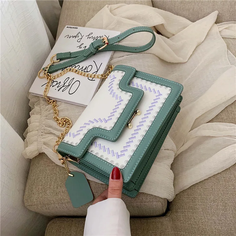 

Luxury Brand Designer 2019 New Fashion Ladies Contrast Color Women Messenger Bag Casual Chain Flow Female Crossbody Shoulder Bag