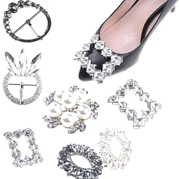 

Fashion Elegant Rectangle Crystal Rhinestone Buckle/Shoelace Invitation Ribbon Slider Wedding Card Clips Shoe charms accessories