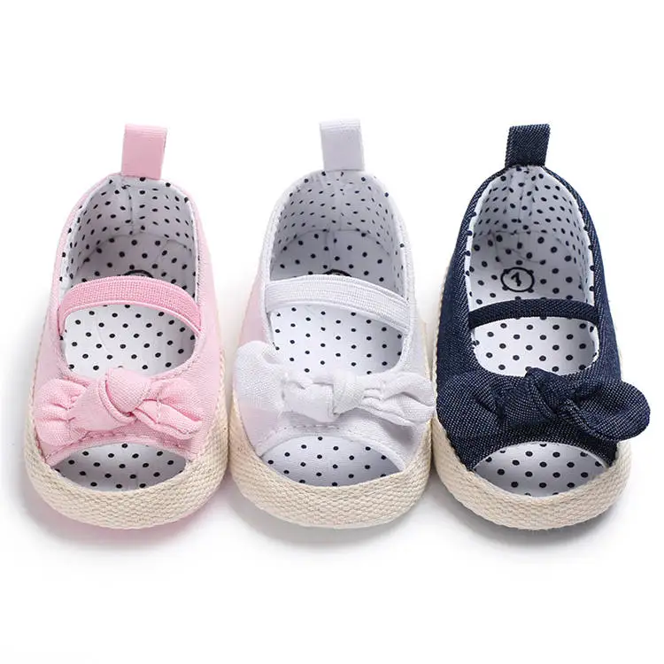 Baby Girl Shoes Infant Crib Shoes Cute Princess Bowknot Polka Dot Inside Soft Sole Peep-toe Newborn Toddler Girl Moccasins Shoes