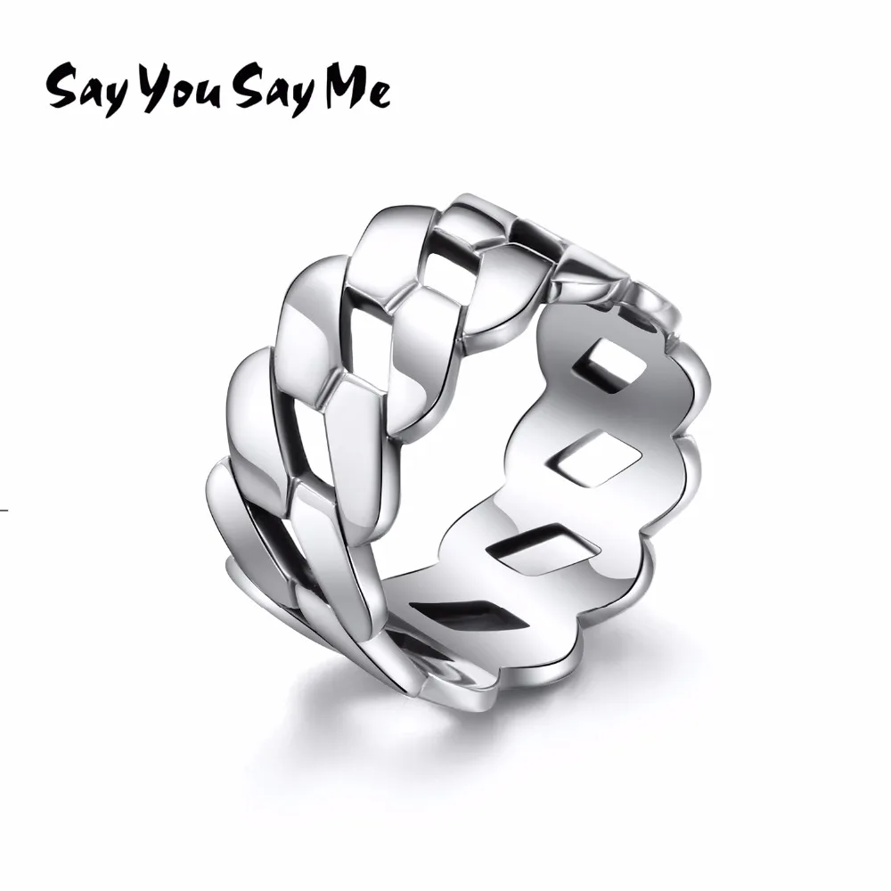 

925 Sterling Silver Luxury Chain Ring Wedding&Engagement Punk Wholesale Unisex Cuff Ring Best Gifts 2018 Fashion Say You Say Me