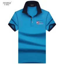 SHABIQI Новинка, брендовая мужская рубашка поло с вышивкой, мужская хлопковая рубашка поло с коротким рукавом, повседневная мужская рубашка поло с отворотом, S-10XL