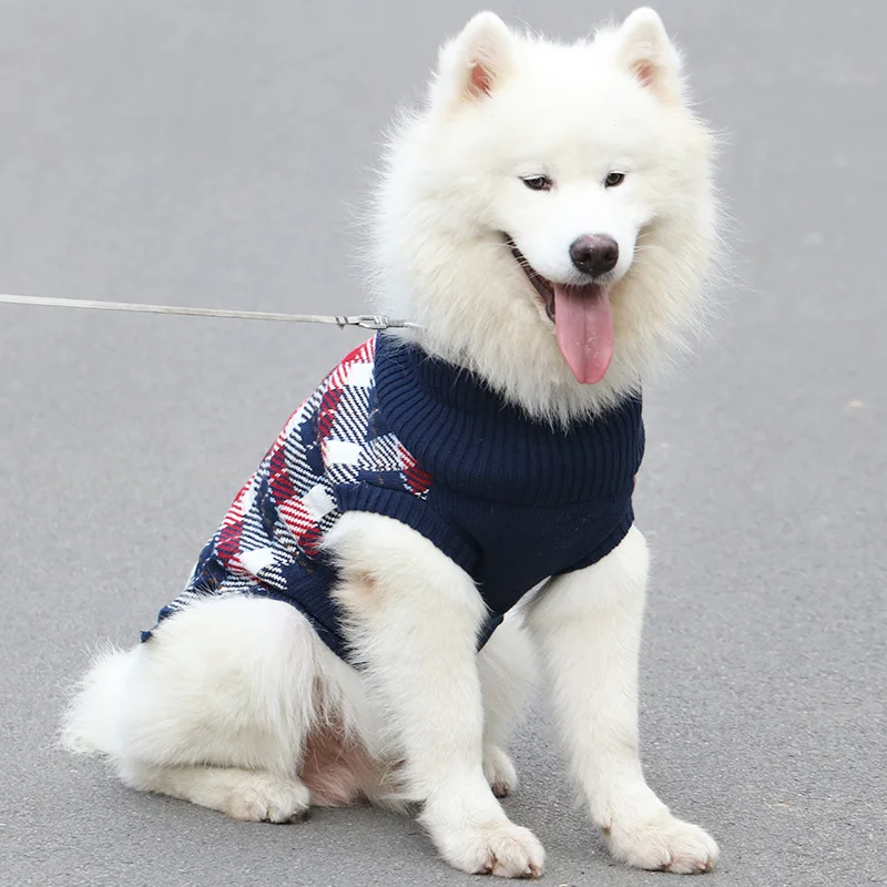 Зимний свитер для собак пальто вязаная одежда Samoyed золотистый ретривер больших