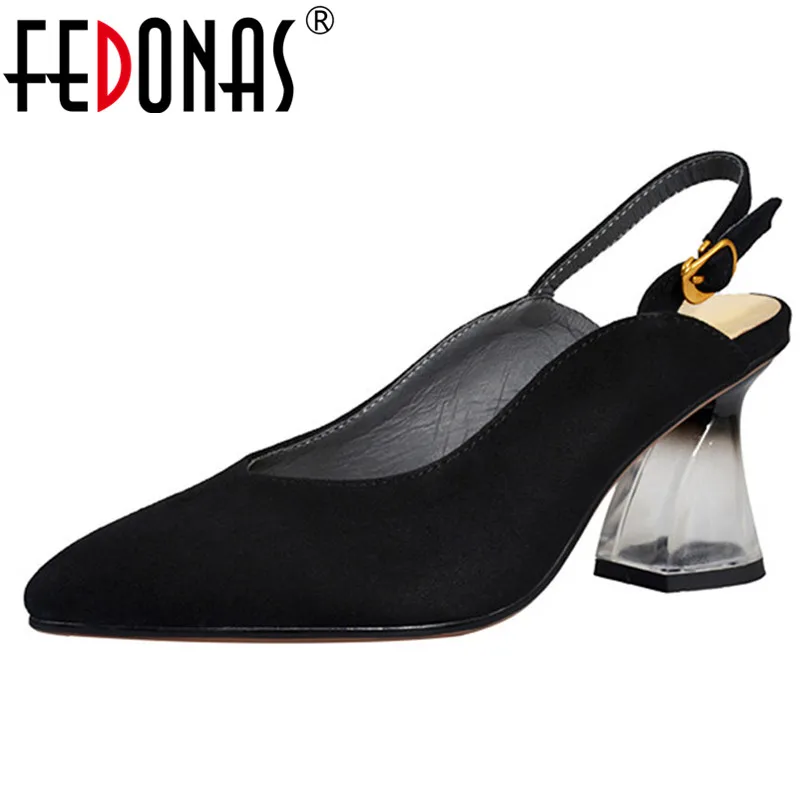 

FEDONAS Women New Brand Design Casual Pumps Party Working Spring Summer Shoes Woman Pointed Toe Square Heeled Buckle Shoes
