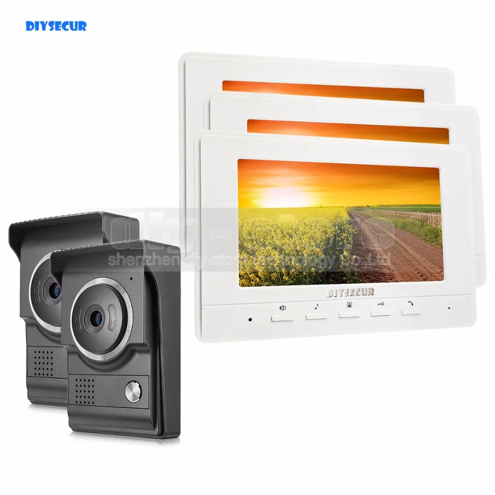 

DIYSECUR 7inch Video Intercom Video Door Phone 700TV Line IR Night Vision HD Camera for Home Office Factory White 2V3