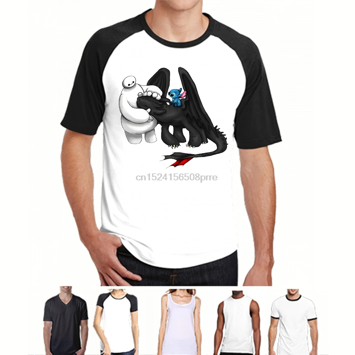 

Superhero Baymax Toothless And Stich T Shirts For Man's Summer fashion short sleeved T-shirt