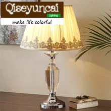 Qiseyuncai Европейский стиль свадьбы уютная спальня K9 с украшением в виде кристаллов настольная лампа современная простота роскошные высокого класса модное освещение