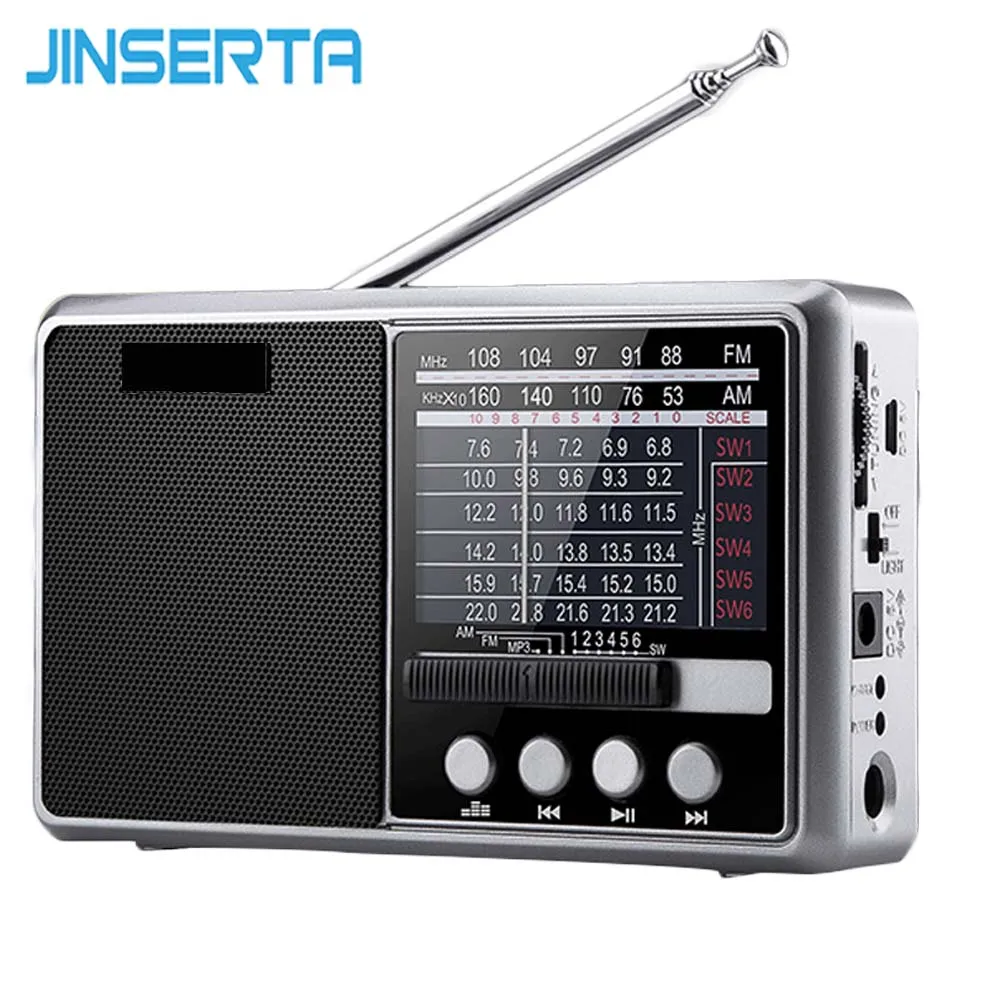 JINSERTA портативное FM/AM/SW радио многодиапазонный Hi Fi динамик с фонариком поддержка tf