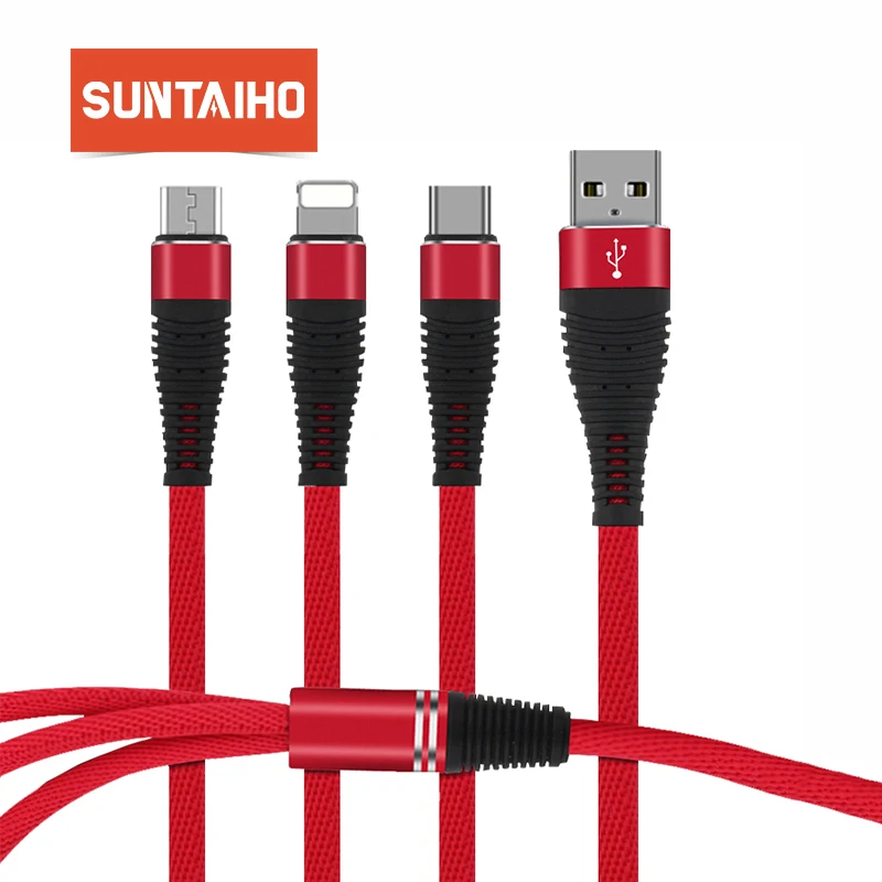 Suntaiho для iphone xr кабель mi cro USB кабель для xiaomi mi 9 Красный mi Note 7 usb type-C кабель для быстрой зарядки samsung s10