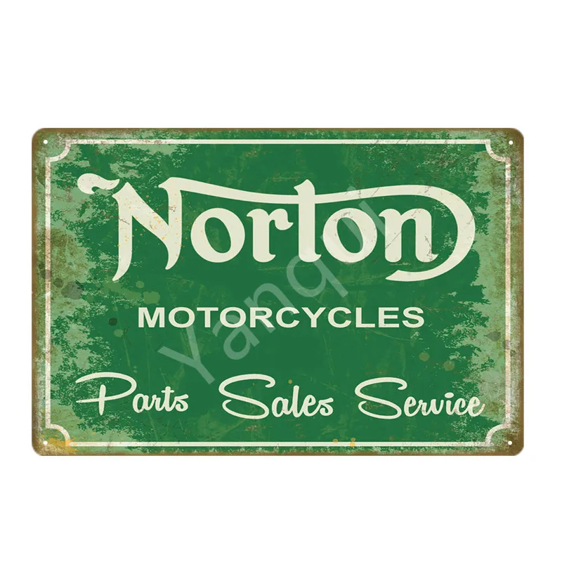 Ретро Norton Motorcycle Декор металлический плакат оловянные знаки для паба автомобиля клуба бара гаража магазина украшения дома стены искусства Carft подарок YQZ084