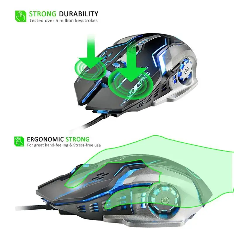 Gaming Mouse 6 Buttons Professional PC Laptop Computer Mouse Gamer Mice Changeable Light 3200dpi USB Optical Mouse mice