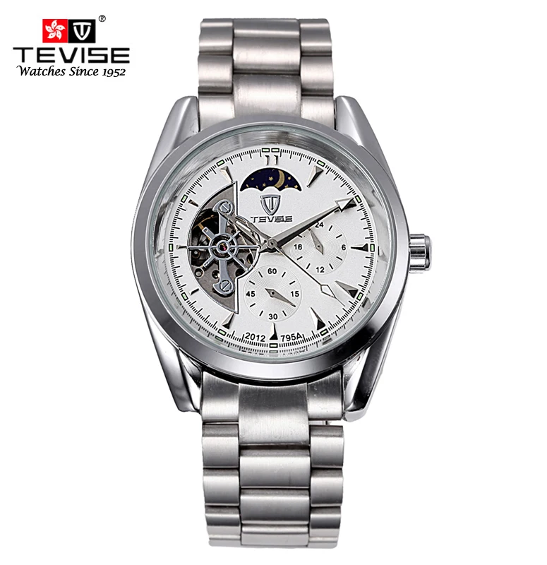 

2016 Men Moon Phase Mechanical Watch TEVISE Brand Men's Top Quality Watch Bussiness Stainless Steel Band Watch Waterproof