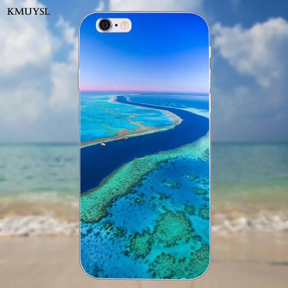 Мягкий ТПУ Новый Модный Большой Барьерный риф для iPhone X 4 4S 5 5C SE 6 S 7 8 Plus Galaxy S5 S6 S7 S8