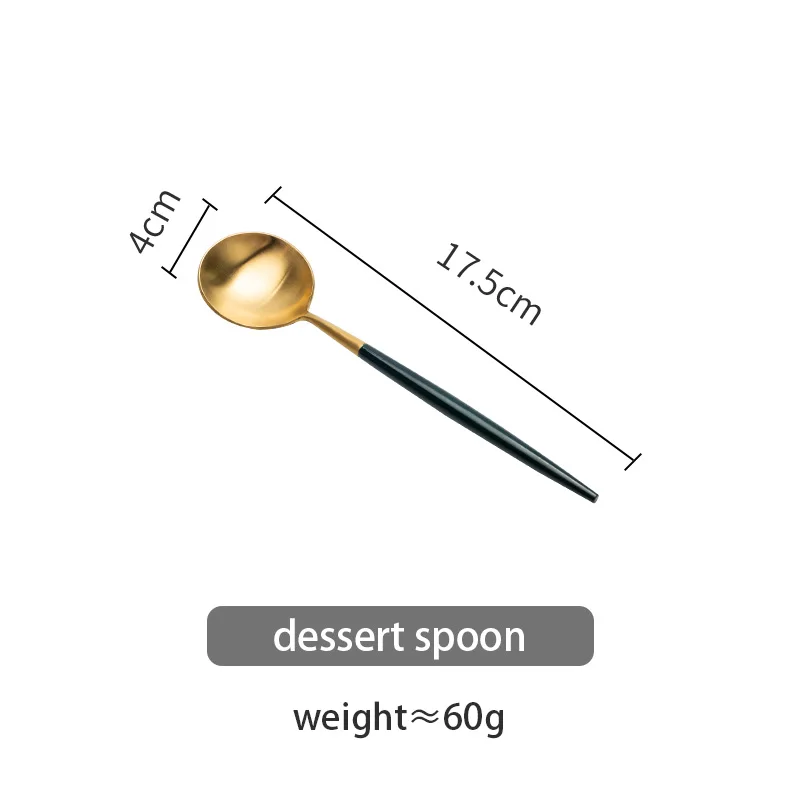 MDZF набор посуды из 304 нержавеющей стали, набор столовых приборов из зеленого золота, нож, вилка, ложка, кухонная посуда - Цвет: dessert spoon