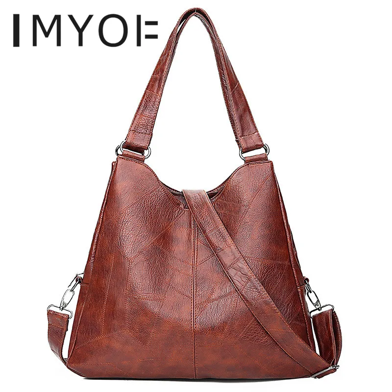 

IMYOK Women's Bags 2019 New PU Soft Leather Single Shoulder Messenger Bags Luxury Ladies Casual Travel Handbags Designer Solid