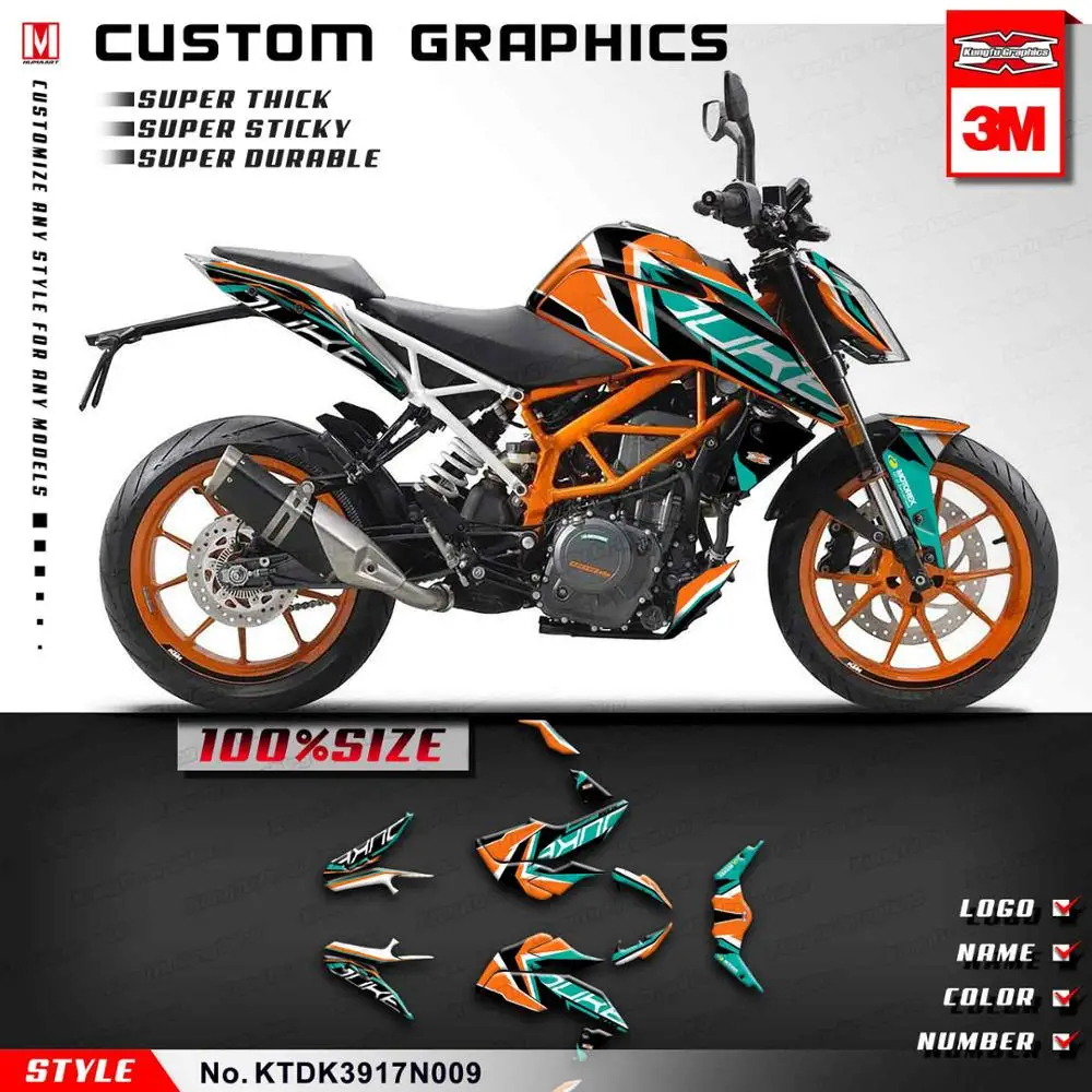 KUNGFU GRAPHICS Restyle Набор для украшения мотоцикла для KTM DUKE 390 DUKE390 виниловая пленка полный дизайн стикеров - Цвет: KTDK3917N009