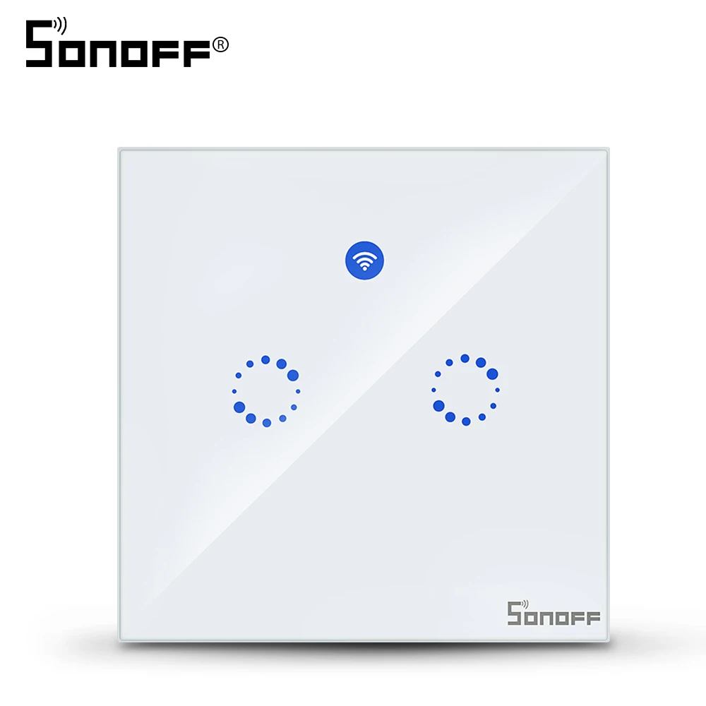 

Sonoff T1 EU 2 Gang Wifi Smart Switch Panel Wall Touch Remote Control Wireless Light Switch Work With 433 Controller Alexa/Nest