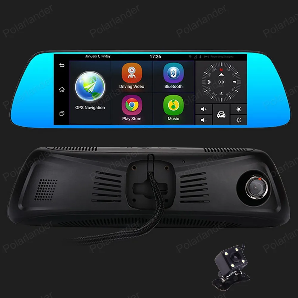 7\ inch Car DVR dual lens Android 5.0 rear view mirror GPS Dash Cam 3G Wifi Bluetooth FM Camera Video Recorder Full HD 1080P