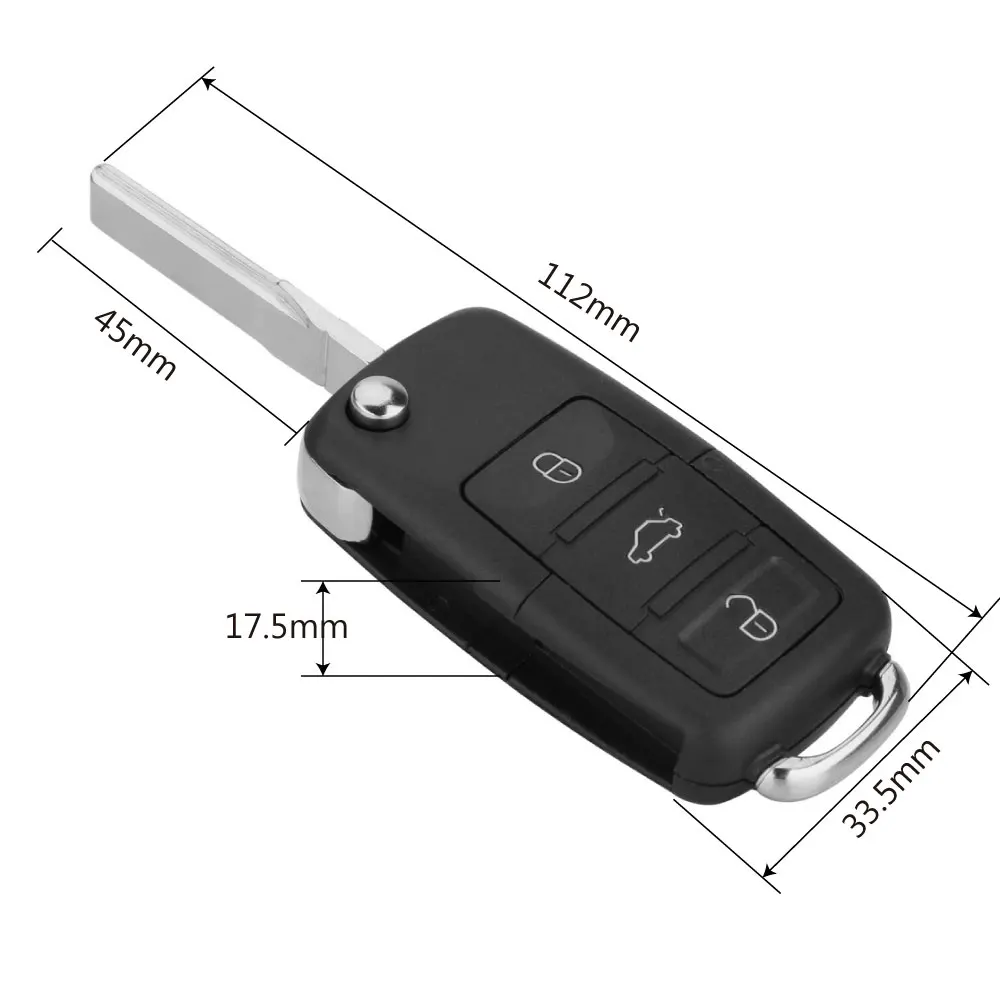Remote Flip Folding Key Shell Car Key Case Cover 3 Buttons for WV Golf Touran Tiguan B5 Replacement flip key fob shell car key shell remote control case cover