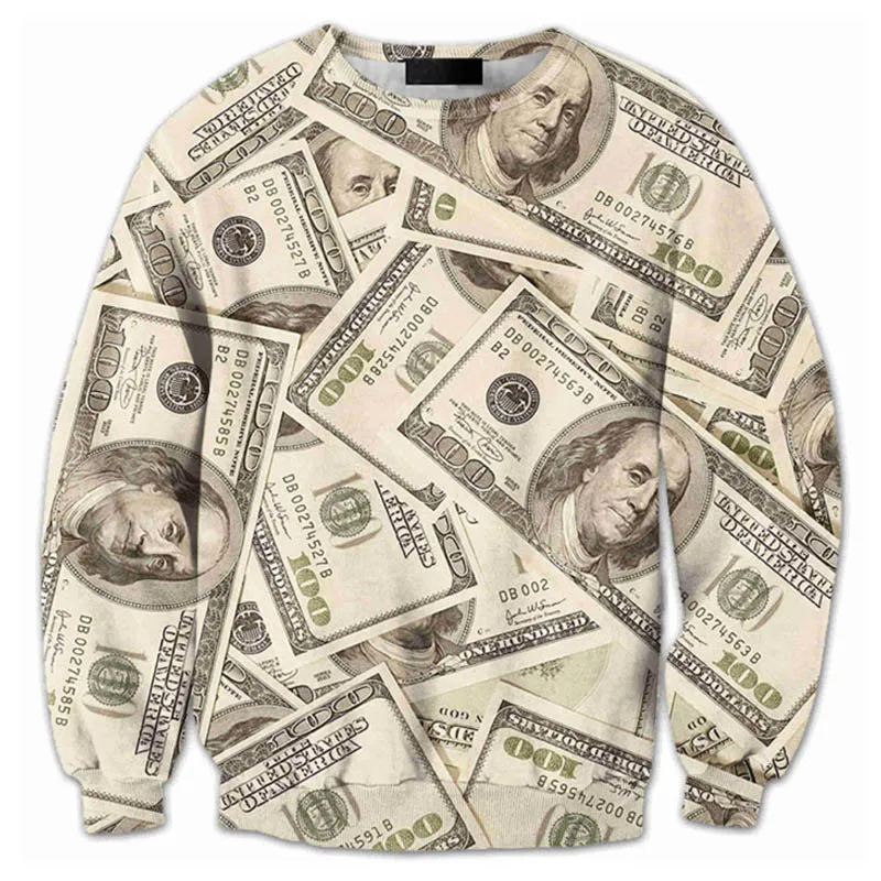 

Funny 3D Print US Dollars Sweatshirts Men/women Hip Hop Streetwear Hoodies Boys Fashion Modis Clothes Spring Male Crewneck Tops