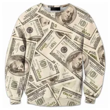 Funny 3D Print US Dollars Sweatshirts Men/women Hip Hop Streetwear Hoodies Boys Fashion Modis Clothes Spring Male Crewneck Tops
