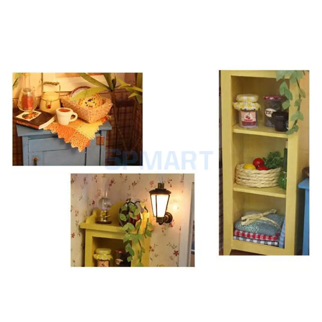 DIY Mini Photo Framed Dollhouse Miniature Furniture LED Light Project Set Kids Toy Gift - Warm Dawn