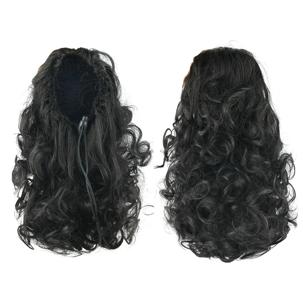4 Colors Short Curly Hair Ponytail Wigs Synthetic Hair Pony Tail Black Brown Clip In Extension Horse Fairy Tail fake hair extensions
