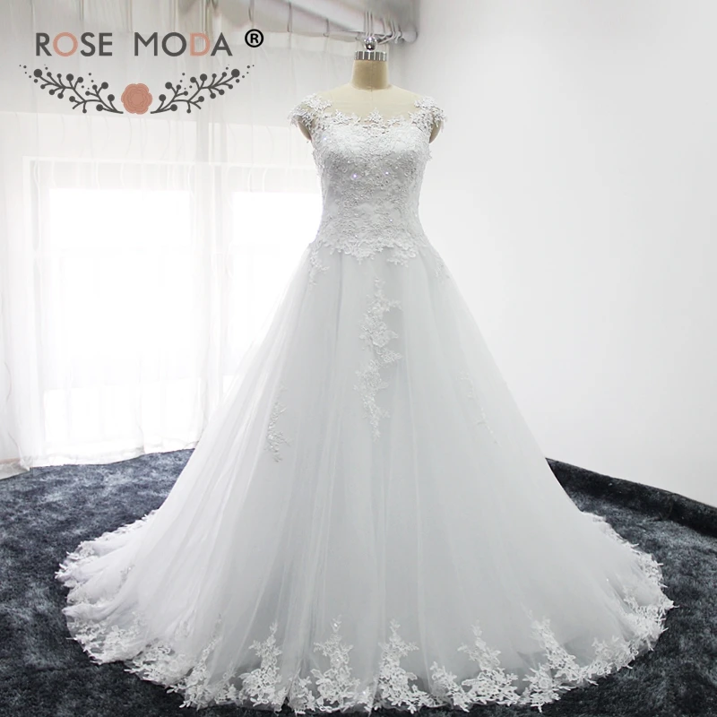 Женское свадебное платье с открытой спиной Rose Moda белое кружевное короткими