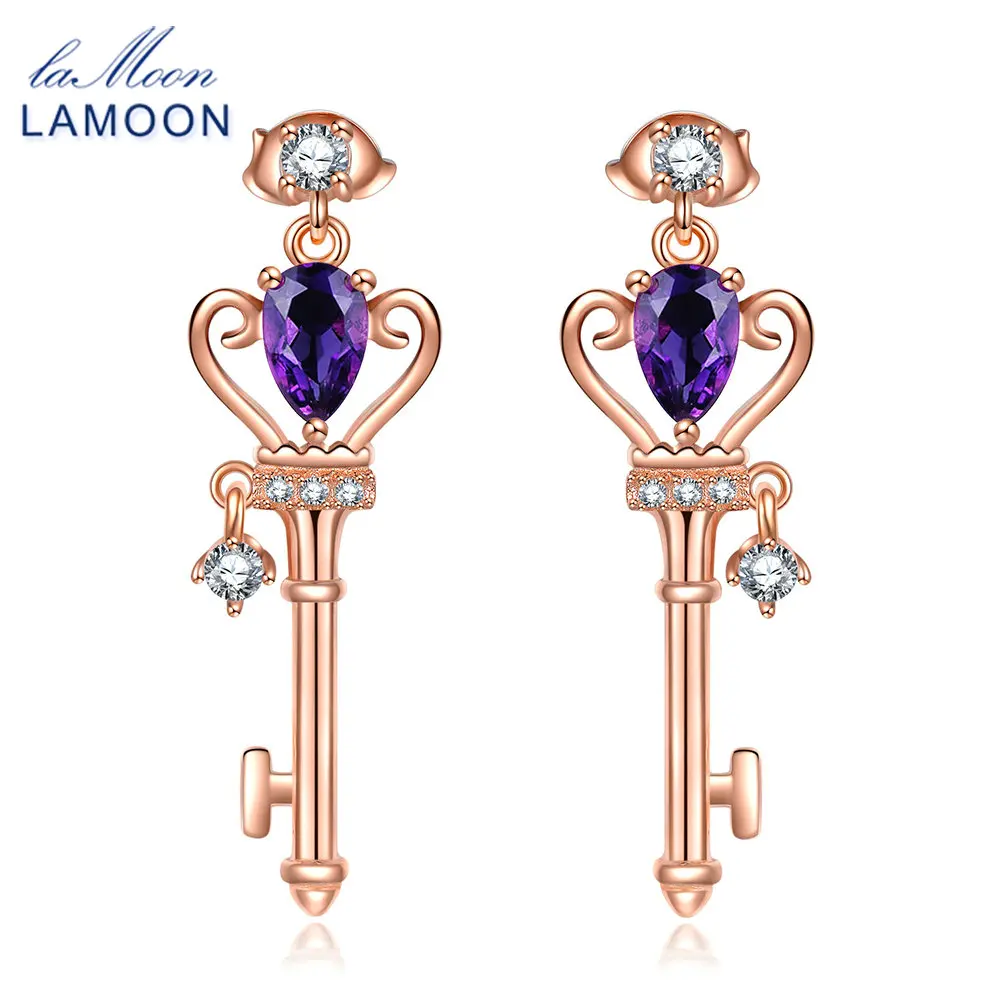 Ламон ключ к сердцу Корона Серьги гвоздики для женщин 0.4ct натуральный