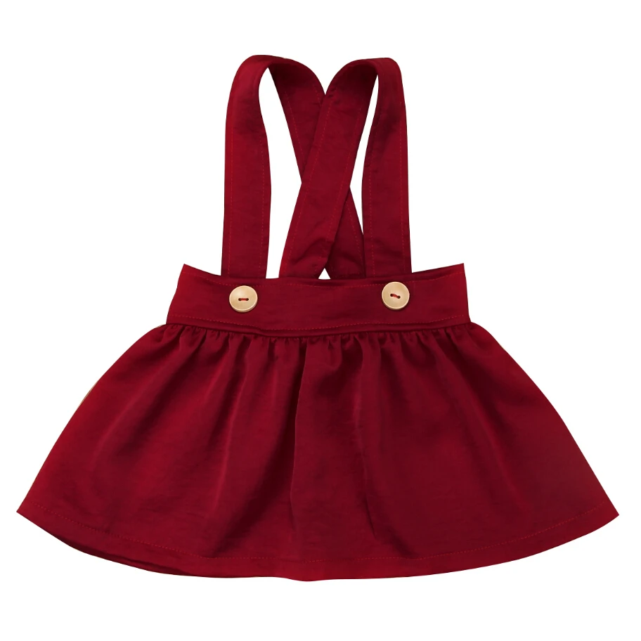 New Lovely Kids Baby Girls Suspender Skirt Cotton Button Overalls