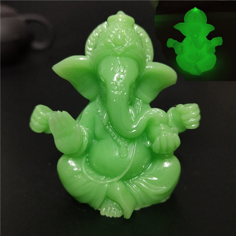 Glowing Man-made Jade Stone Ganesha Buddha Statue Ornaments Elephant God Sculpture Garden Figurines Home Decoration accessories Glowing Man-made Jade Stone Ganesha Buddha Statue Ornaments Elephant God Sculpture Garden Figurines Home Decoration accessories