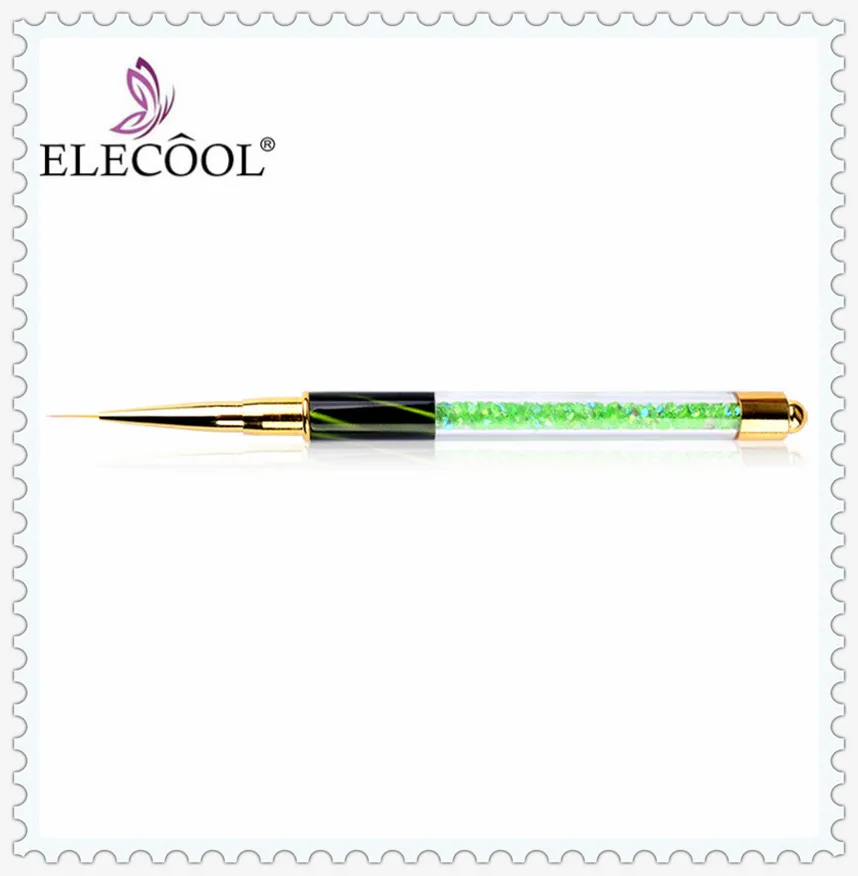 ELECOOL 8 цветов дизайн ногтей, ручка с кисточкой стразы кошачий глаз акриловая ручка резьба живопись гель наращивание ногтей маникюр лайнер ручка - Цвет: Золотой