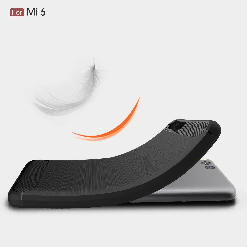 עבור Xiaomi Mi 6 מקרה סיליקון מקרה עבור Xiaomi Mi6 mi 6 מקרה כיסוי Fundas רך פחמן סיבי Brushe Coque etui Capinha Aksesuar
