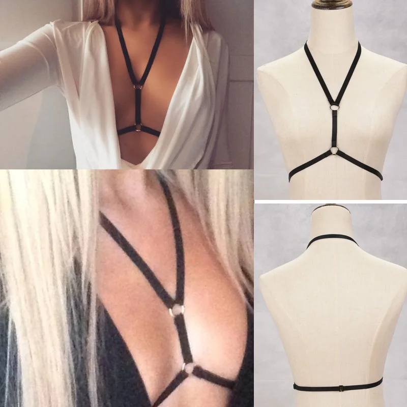 

JLX.HARNESS 90's Fetish Wear Strap Harness Goth Cage Bra Black Adjustable Body Harness Pole Dance Bondage Lingerie O0402