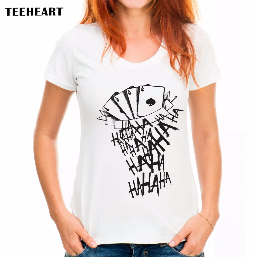 TEEHEART 2017 Brand Summer Fashion Black Playing Card Women Printed 