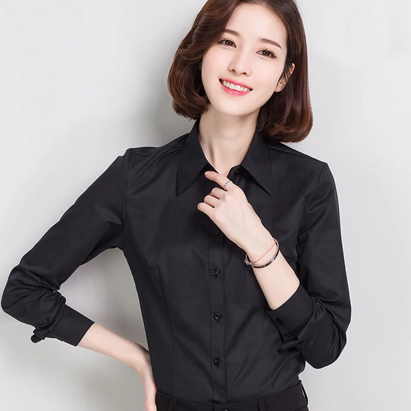 Женская шифоновая рубашка с длинным рукавом V образным вырезом|office shirts for women|office
