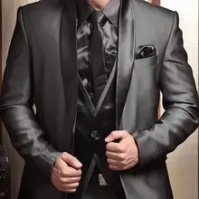 Шаль Воротник Новое поступление 5 шт.(куртка+ брюки+ галстук-бабочка+ жилет+ платок) Custume Homme модные смокинги мужские костюмы Slim Fit Блейзер