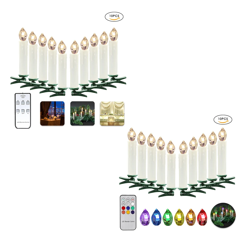 10 шт. елка украшения Беспроводной удаленного Управление светодио дный свечи Батарея на батарейках свет для рождественской вечеринки