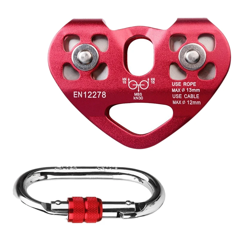 

Double Trolley Pulley Carabiner Rock D-Shaped Mountaineering Buckle Rock Climbing Kit Pulley Heavy Duty Lightweight Climbing P