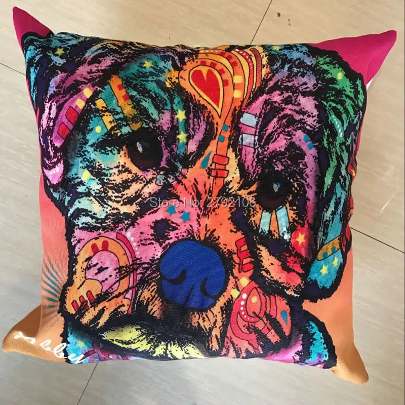 Colorful Dog Cushion Cover Custom Animal Throw Pillow Printed Pattern Decorative Home Decor