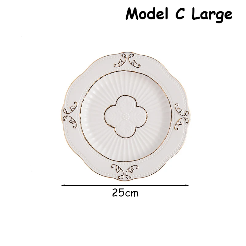 Обеденная тарелка керамическая поднос Assiette с золотой различные модели стейк тарелка выдолбленная Бабочка лоток творчески оформленное блюдо Platos 1 шт - Цвет: Model C Large